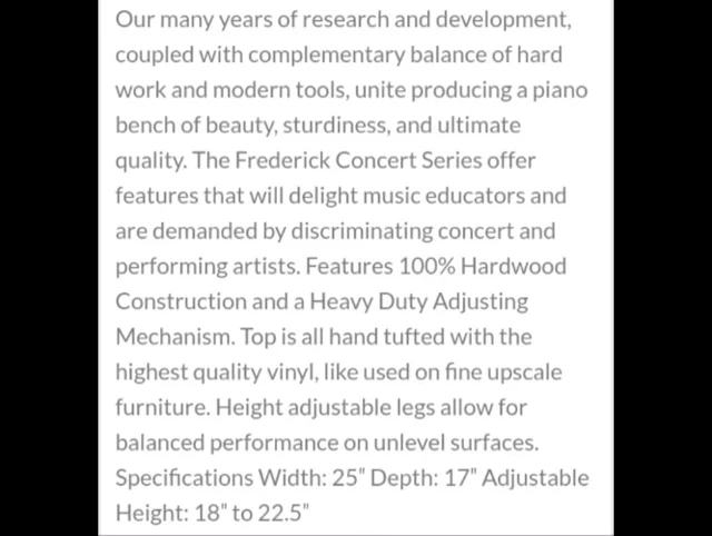 Screenshot showing the discrepancy between the advertised seat material and the actual product received.