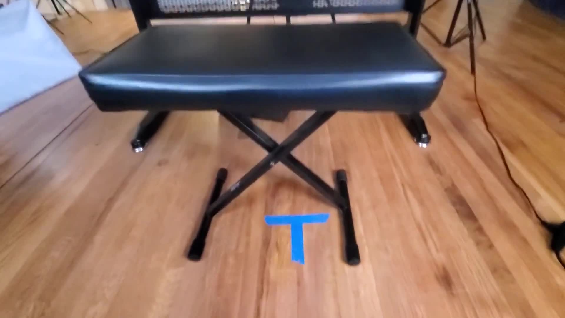 The On Stage KT7800+ piano bench in use.