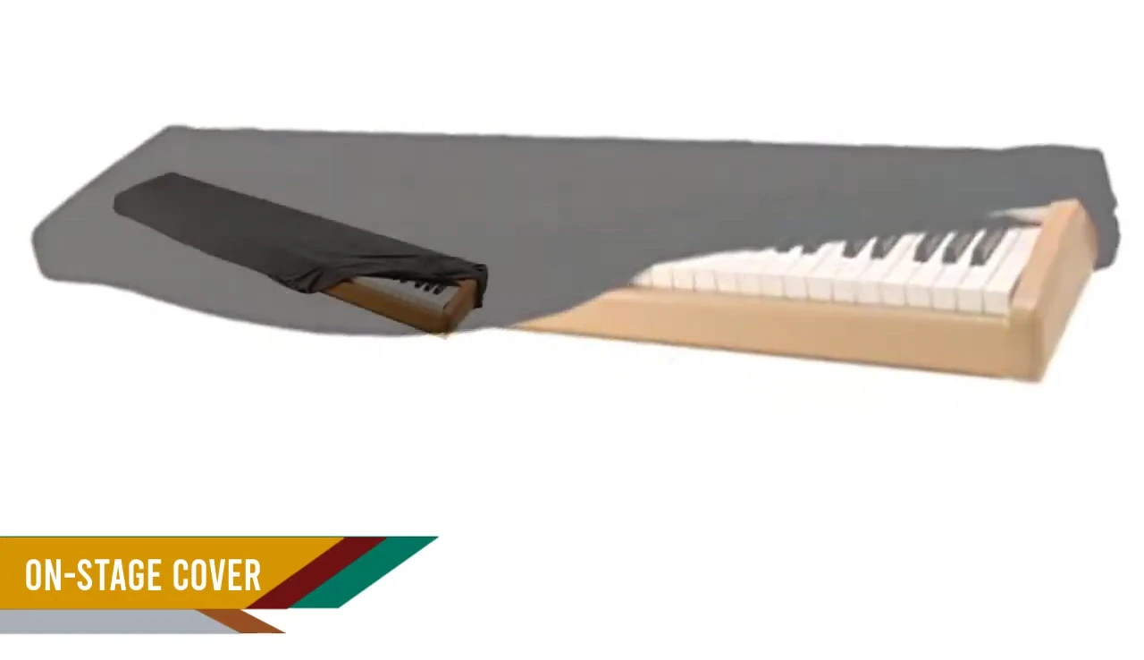 Close-up showing the cover's adaptability to different keyboard sizes