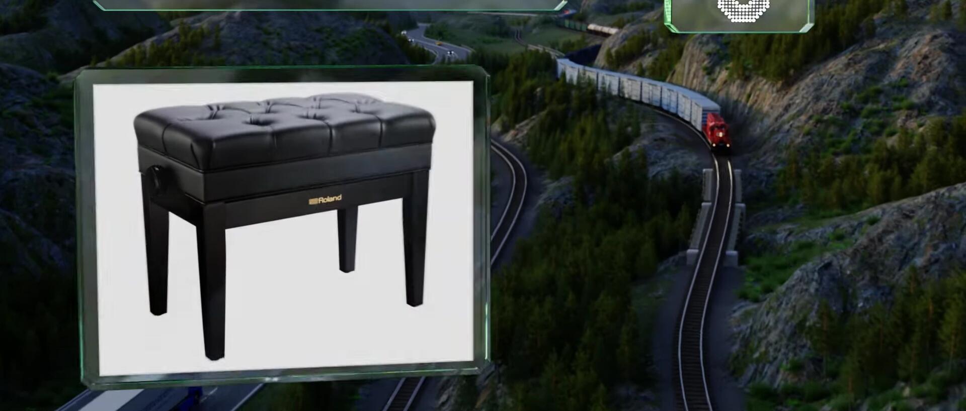 A view of the Roland PB-500 PE, highlighting its elegant design and storage compartment.