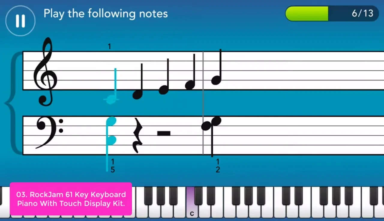 Close up of Rockjam keyboard's touch screen