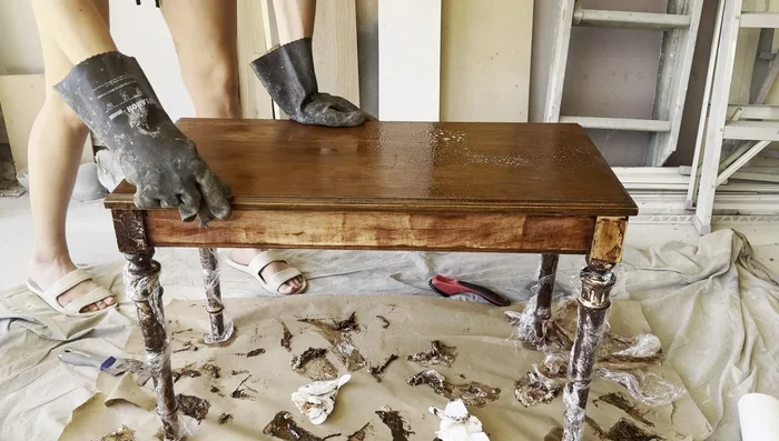 Clean the surface with finishing cleaner and a steel wool pad. Wipe down with a paper towel.