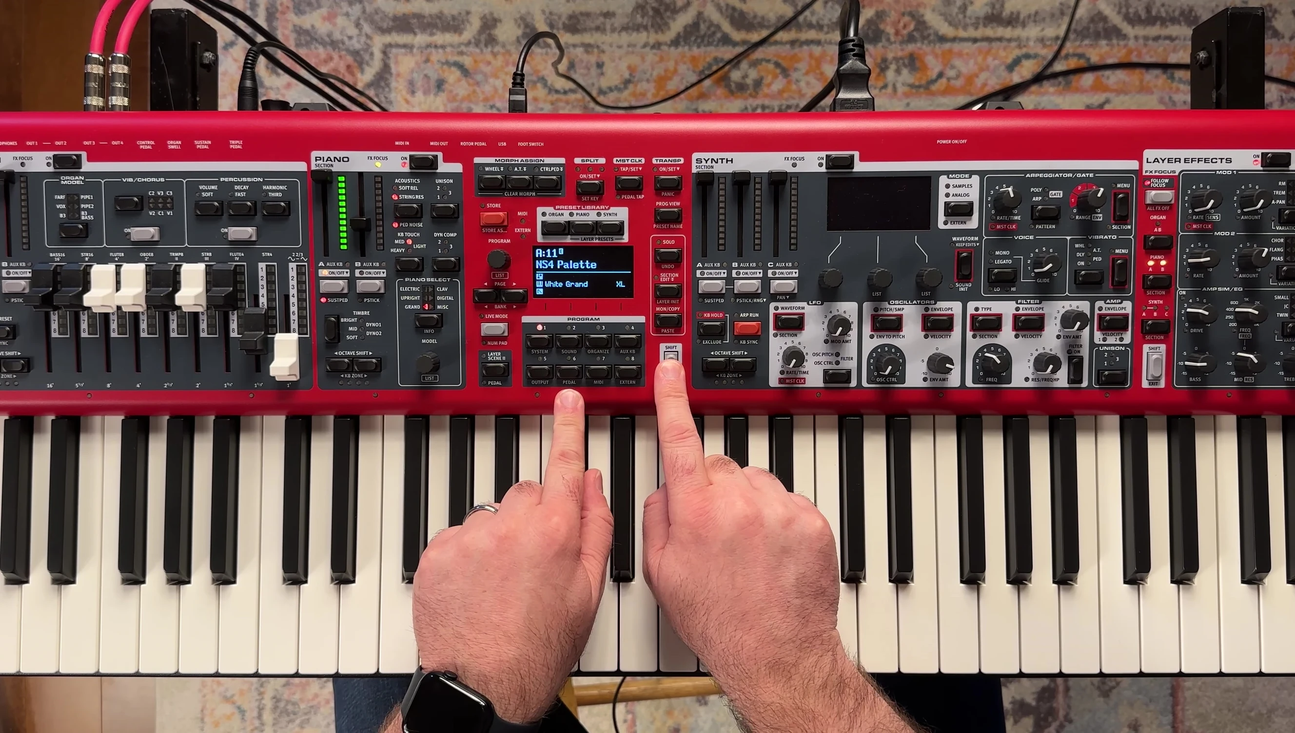 Screenshot of the Nord Stage 4's pedal settings menu.
