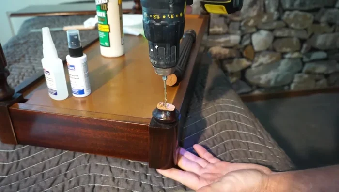 Flush cut the broken piece of the leg using a Japanese pull saw.