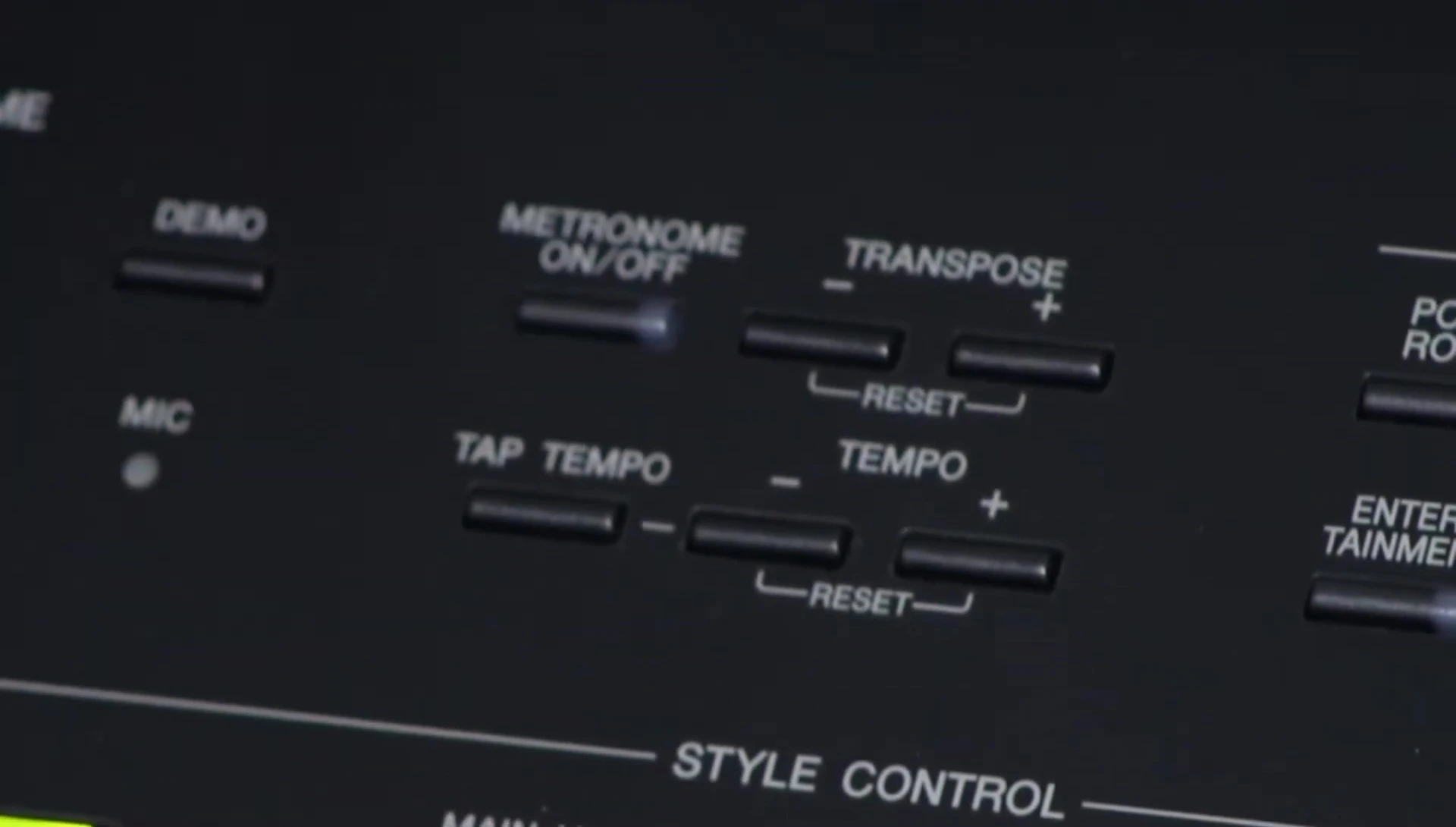 Screenshot showing the Tempo function and numerical display on the screen.