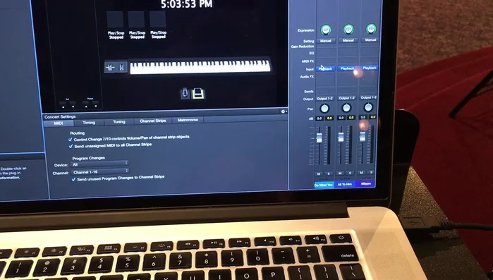 Assign each button to trigger its corresponding Playback instance. This will play the backing track/loop for that song.