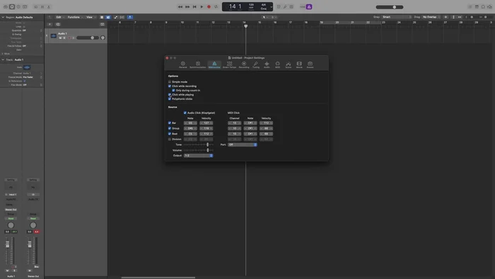 Ensure Click During Playback: Ensure 'Click While Playing' is checked in Metronome Settings.