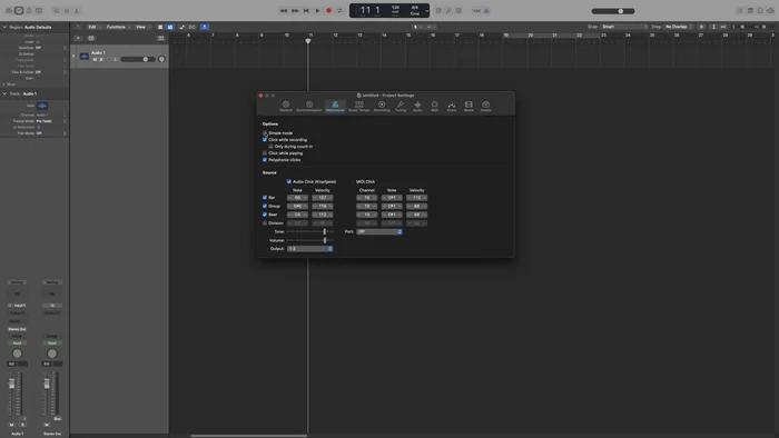Enable Advanced Metronome Settings: Uncheck 'Simple Mode' in Metronome Settings