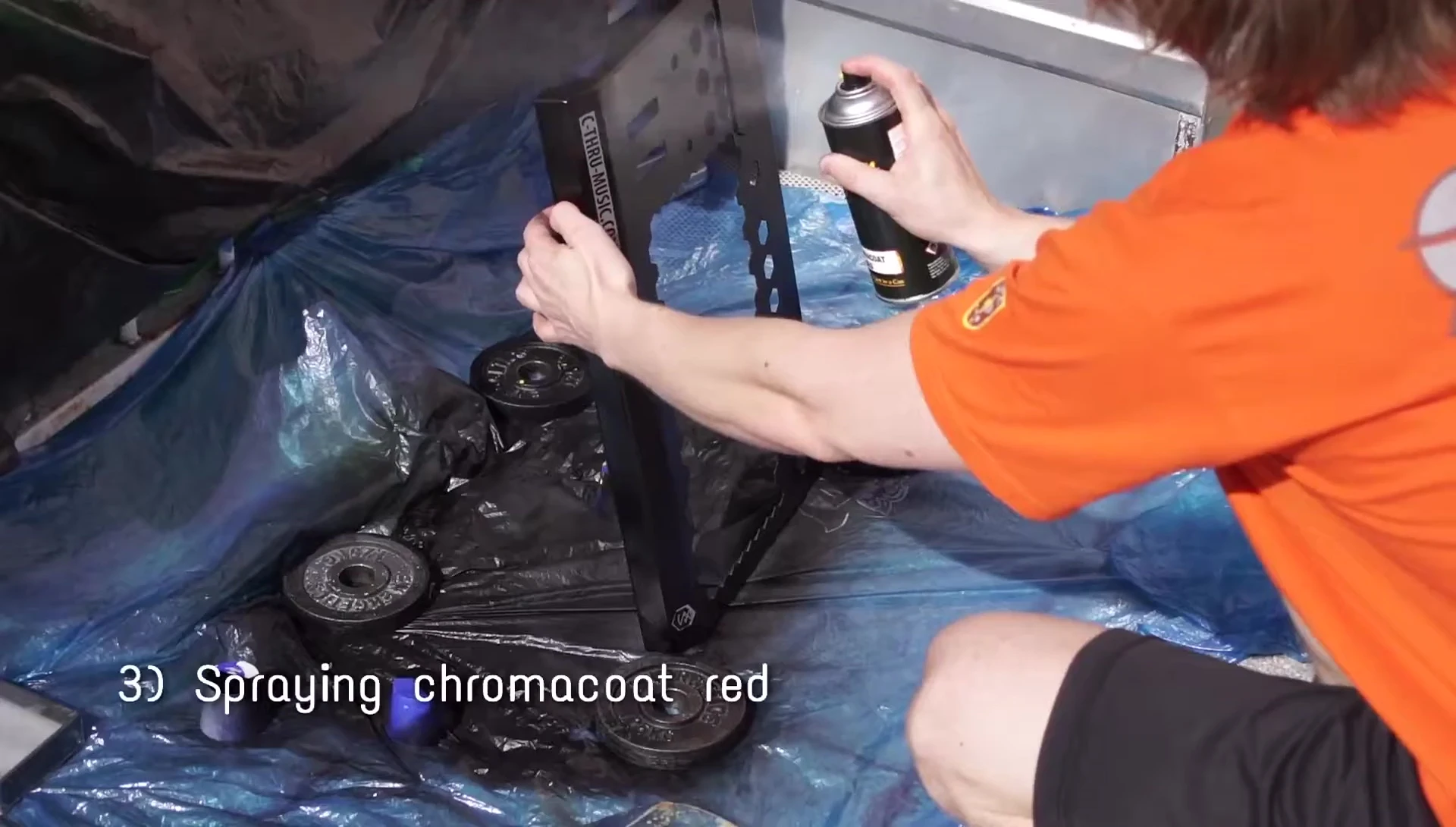 Applying the Chroma CodeRed paint.