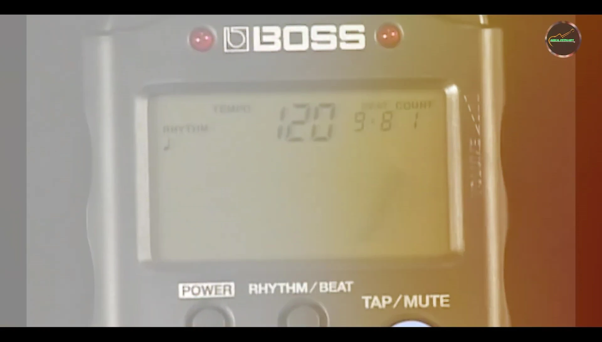 Close-up of the DB-90's interface showing rhythm and tempo settings