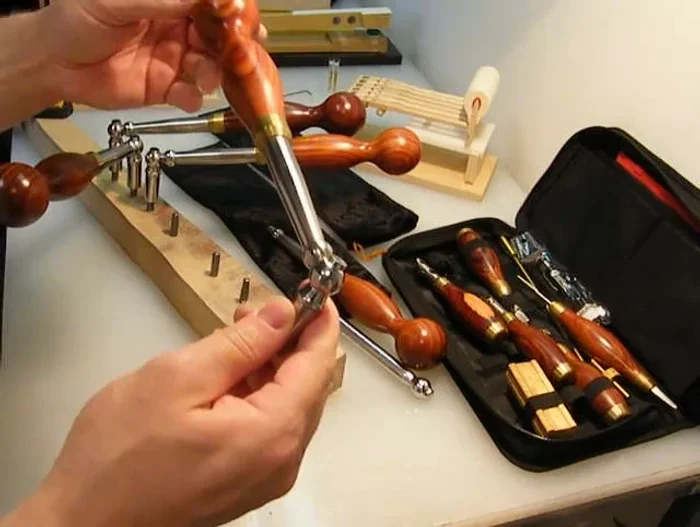 Showcase of wood grain variations in different levers.