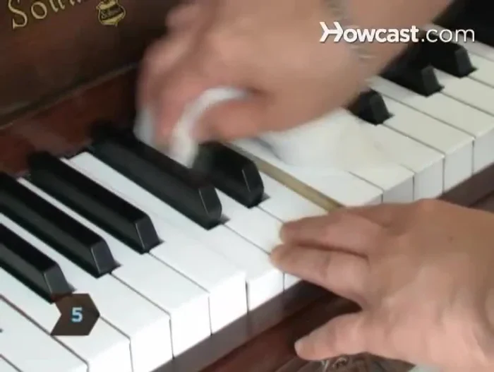 Clean the black keys with a cloth lightly dampened with water.