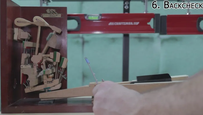 Back Check: Adjust the back check to approximately 15-16mm using the wire bending tool to adjust the back check spring. This controls the hammer's return after striking the string.