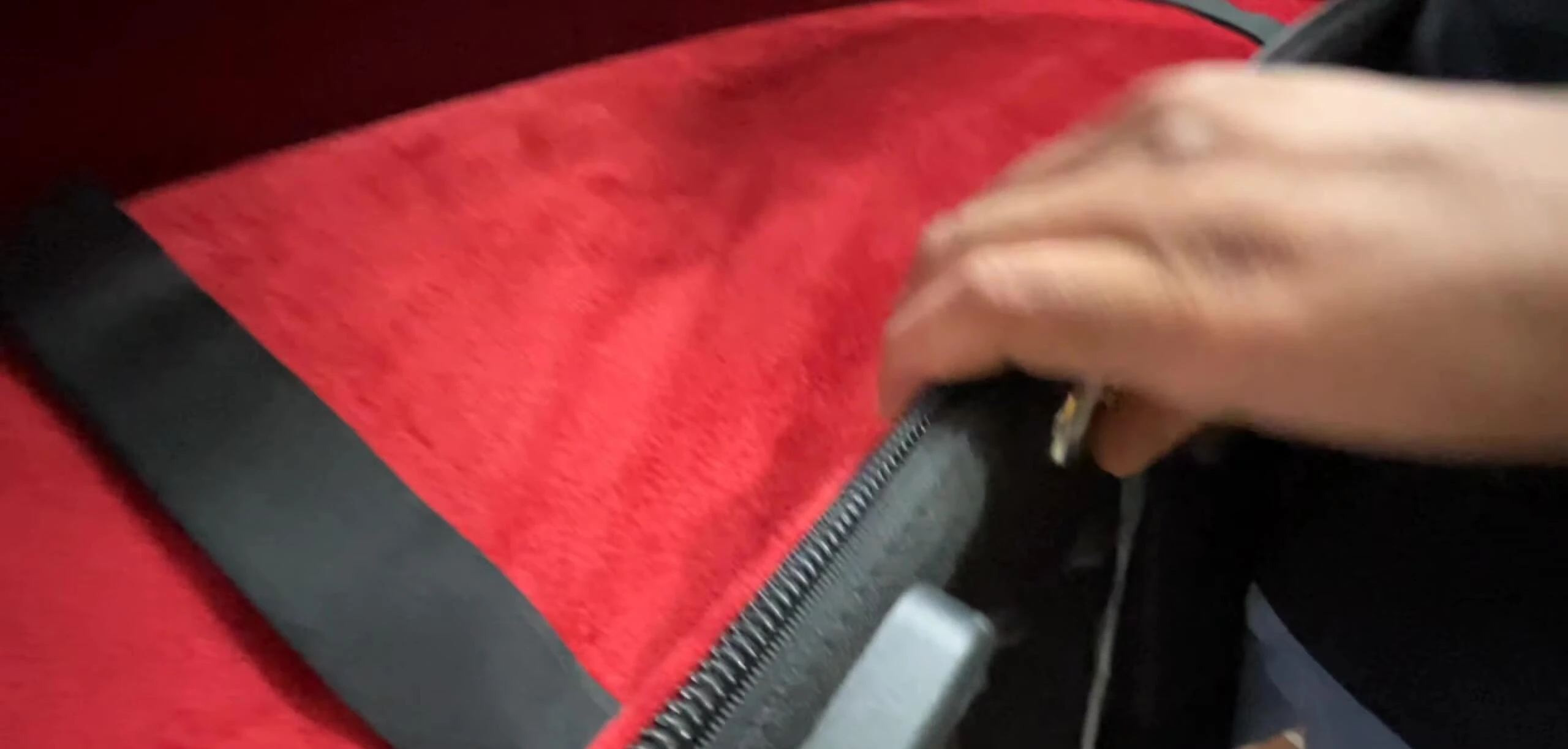 Interior view and secure grip points of a bag.