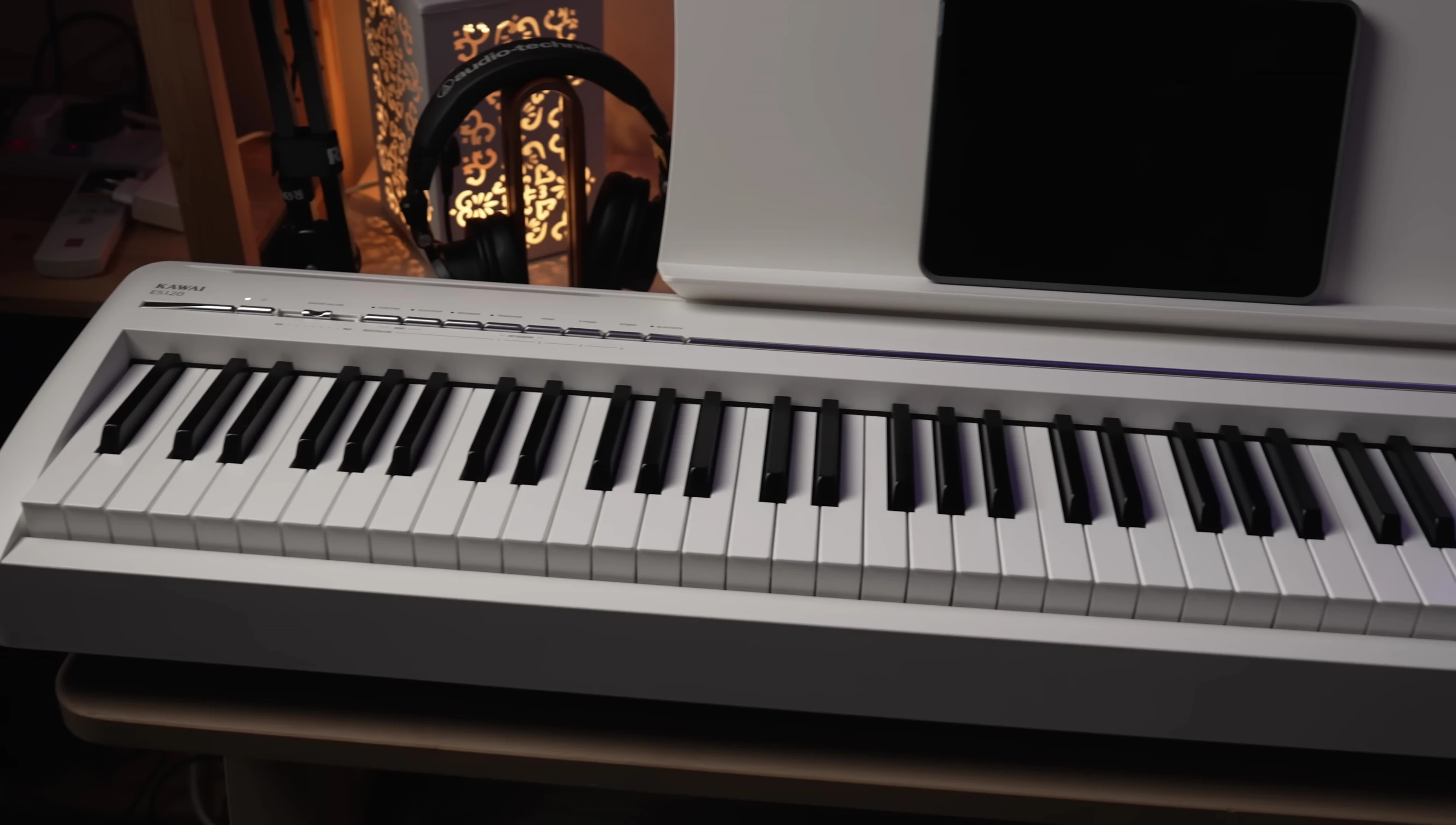 Close-up of Kawai ES10 keyboard keys