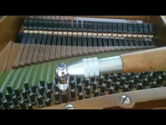 A close-up showing the Bechstein piano's unique bar construction.