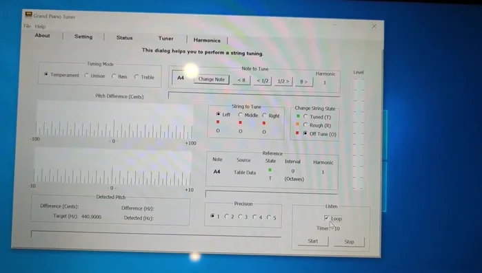 Change the string state to 'Tuned' or 'Rough' in the application.