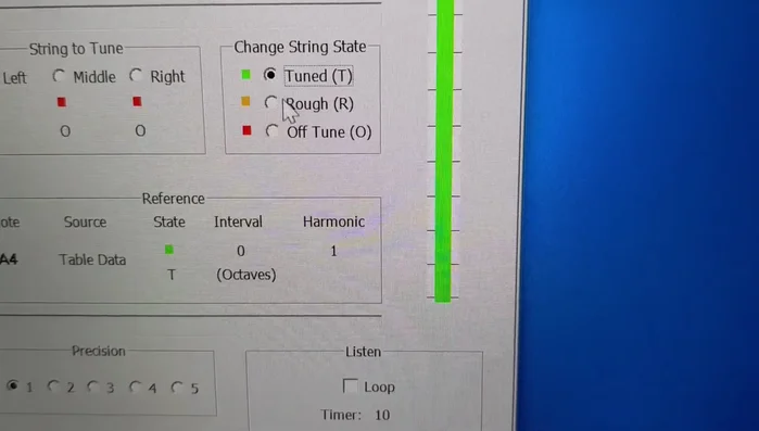 Change the string state to 'Tuned' or 'Rough' in the application.