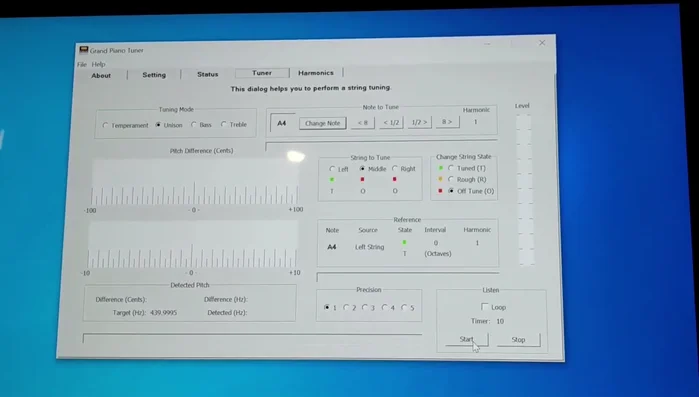 Repeat steps 4-7 for the other strings in the A4 choir.