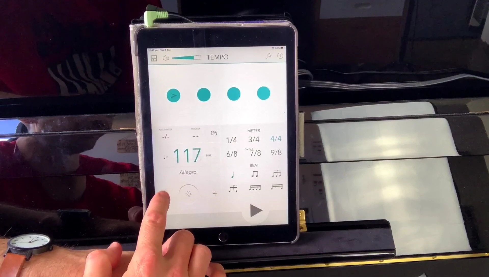 Screenshot showing the tempo adjustment slider.