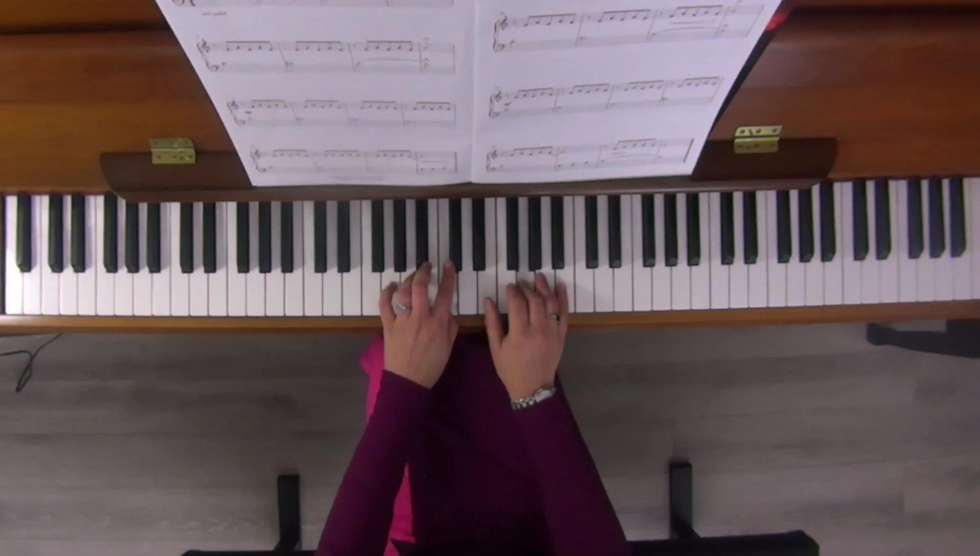 Screenshot of a student playing a piece from the Easy Spotlight Solos book.