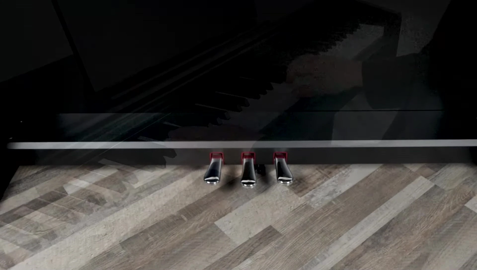 Hand demonstrating the half-damper pedal function.