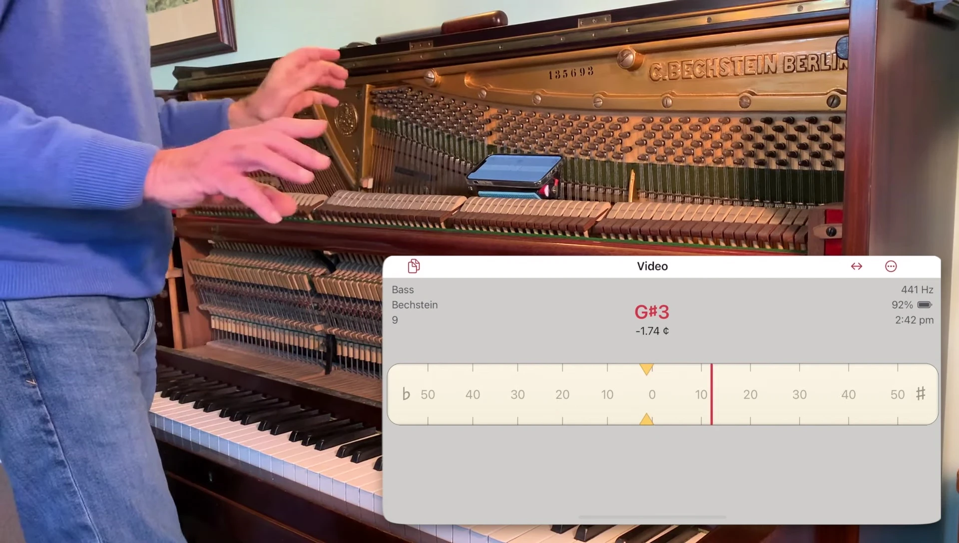 Pianoscope screen indicating the tuning is complete