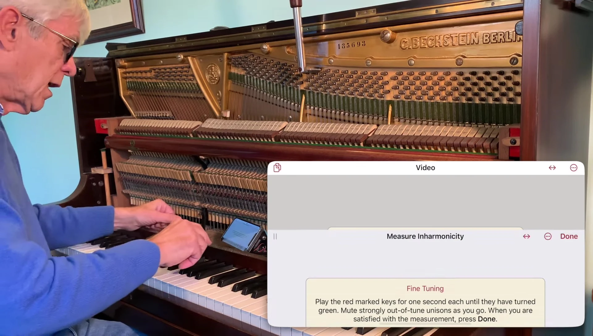 Pianoscope options for fine and course tuning