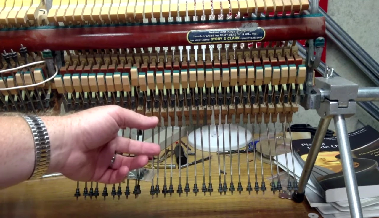 Highlighted image showing the wippen, a crucial part of the action mechanism.