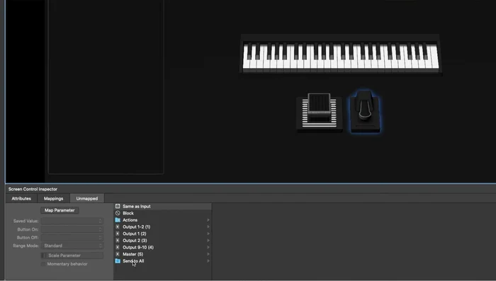 In Edit mode, highlight the sustain pedal, go to 'Send to All', then select your keyboard destination. Scroll down to control number 64 (Sustain).
