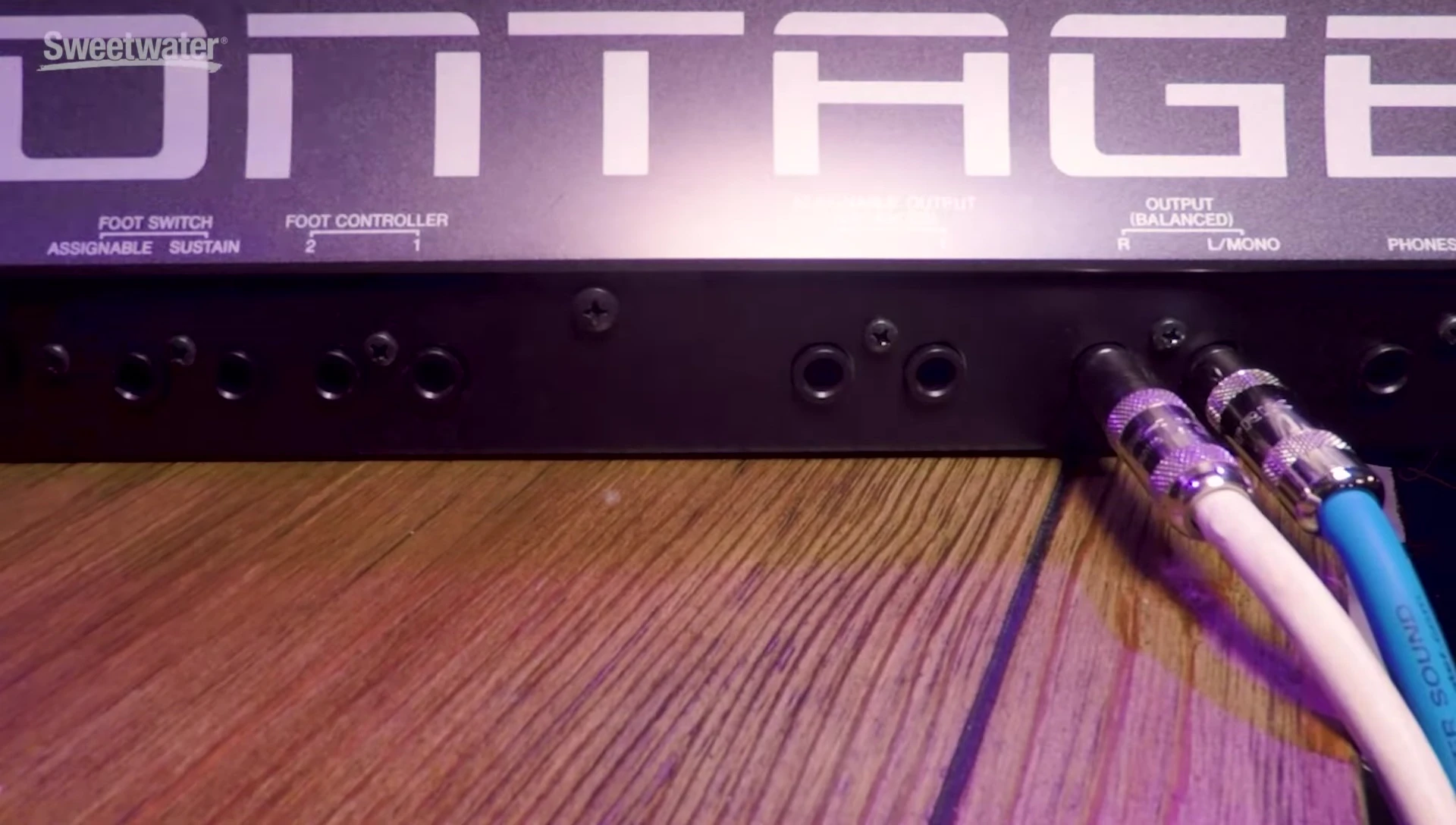 The Yamaha Montage keyboard showing the foot controller inputs
