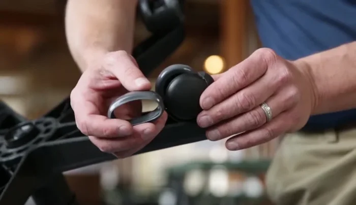 Ensure the flange or sharp edge of the tire faces the outside of the castor, and the rounded edge faces the inside.