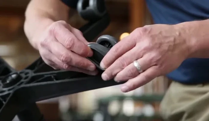 Ensure the flange or sharp edge of the tire faces the outside of the castor, and the rounded edge faces the inside.