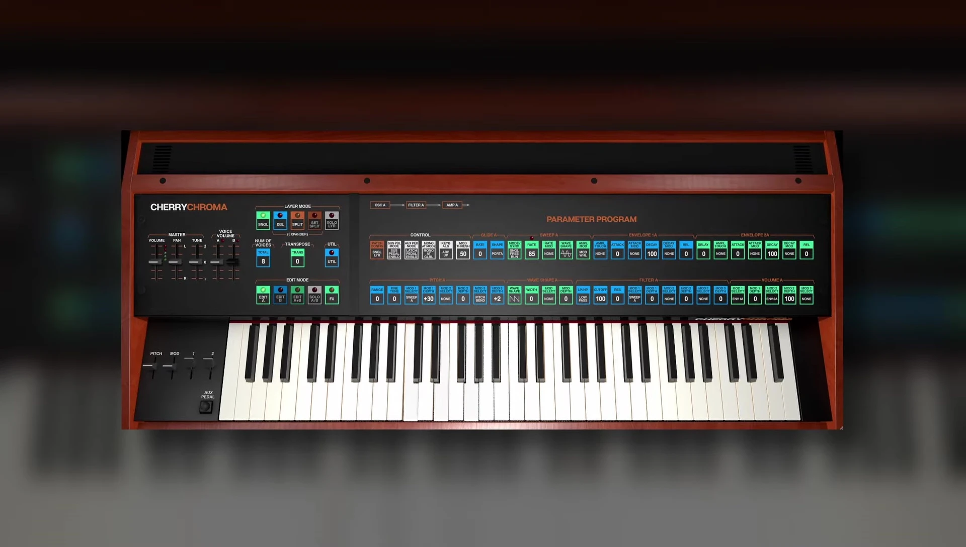 Screenshot showing the Chroma's unique arpeggiator in action.