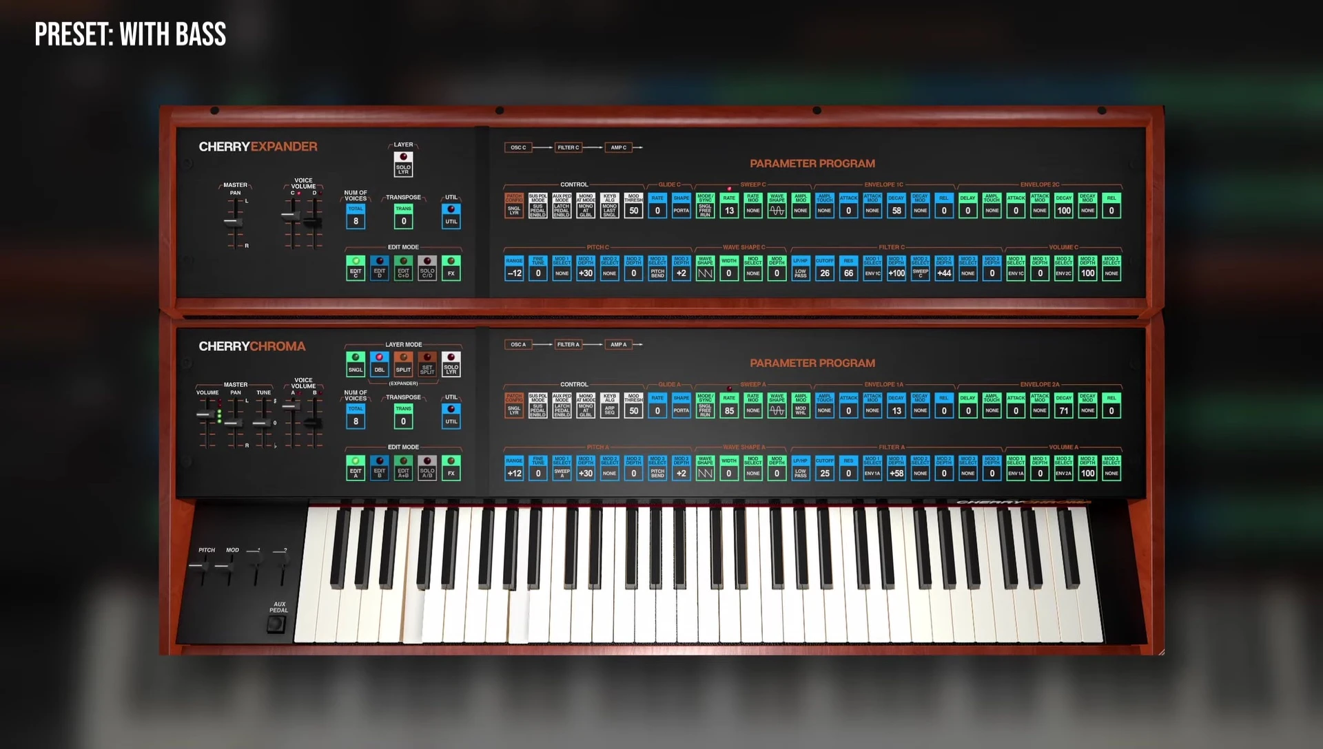 Screenshot demonstrating a dual layer arpeggio performance.