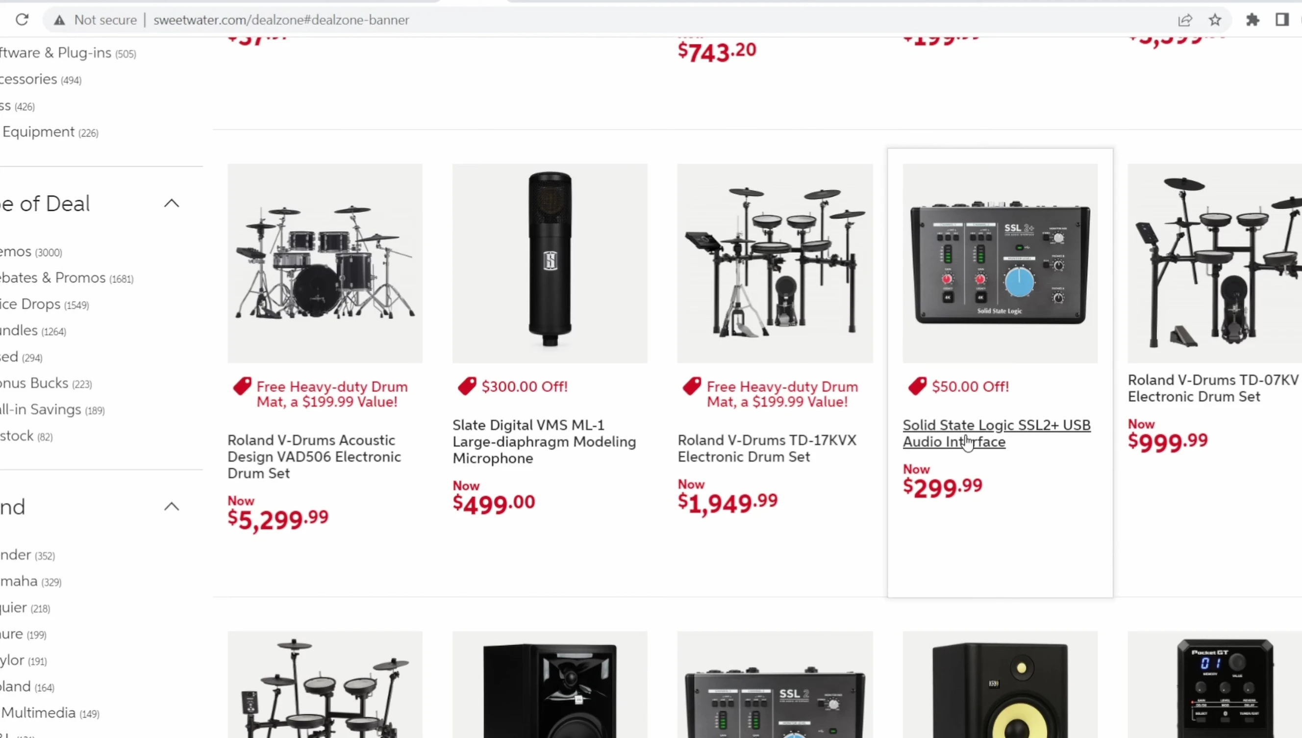 Screenshot showing the discounted SSL 2 interface.