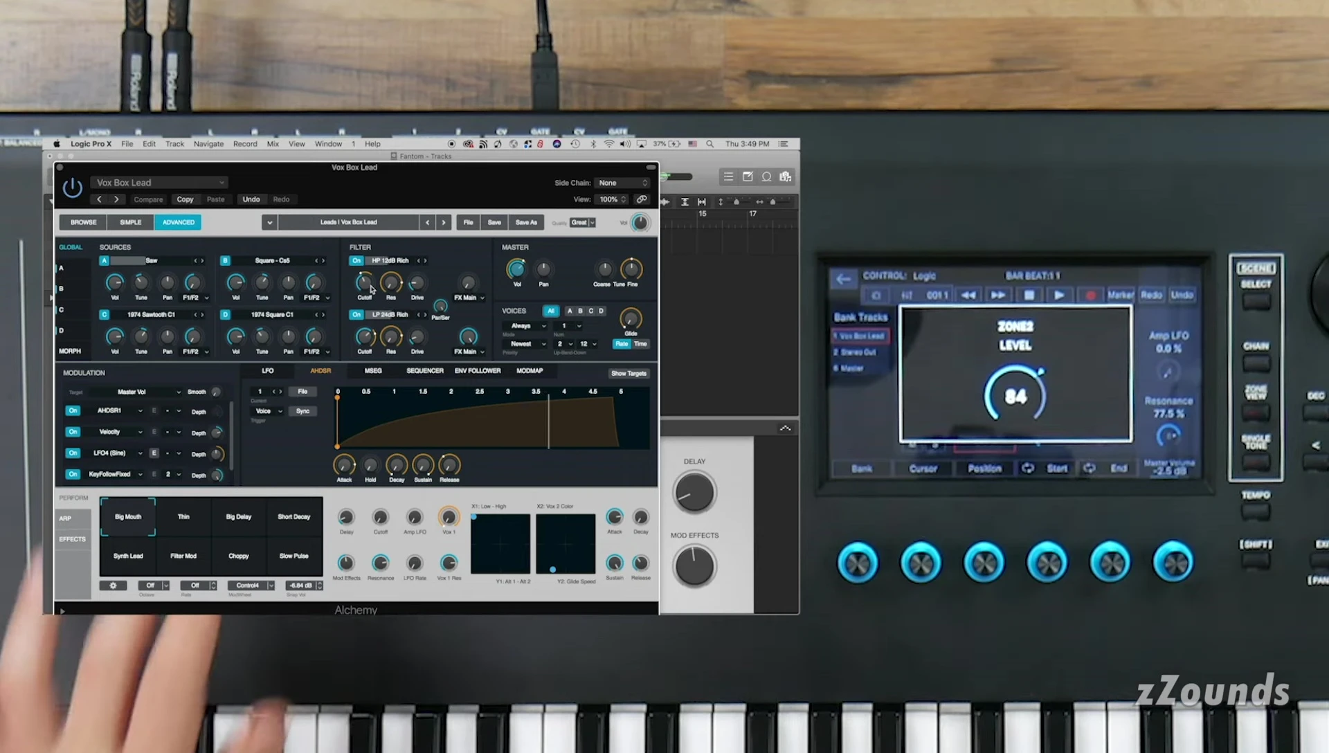A final shot showcasing the Roland Fantom keyboard.