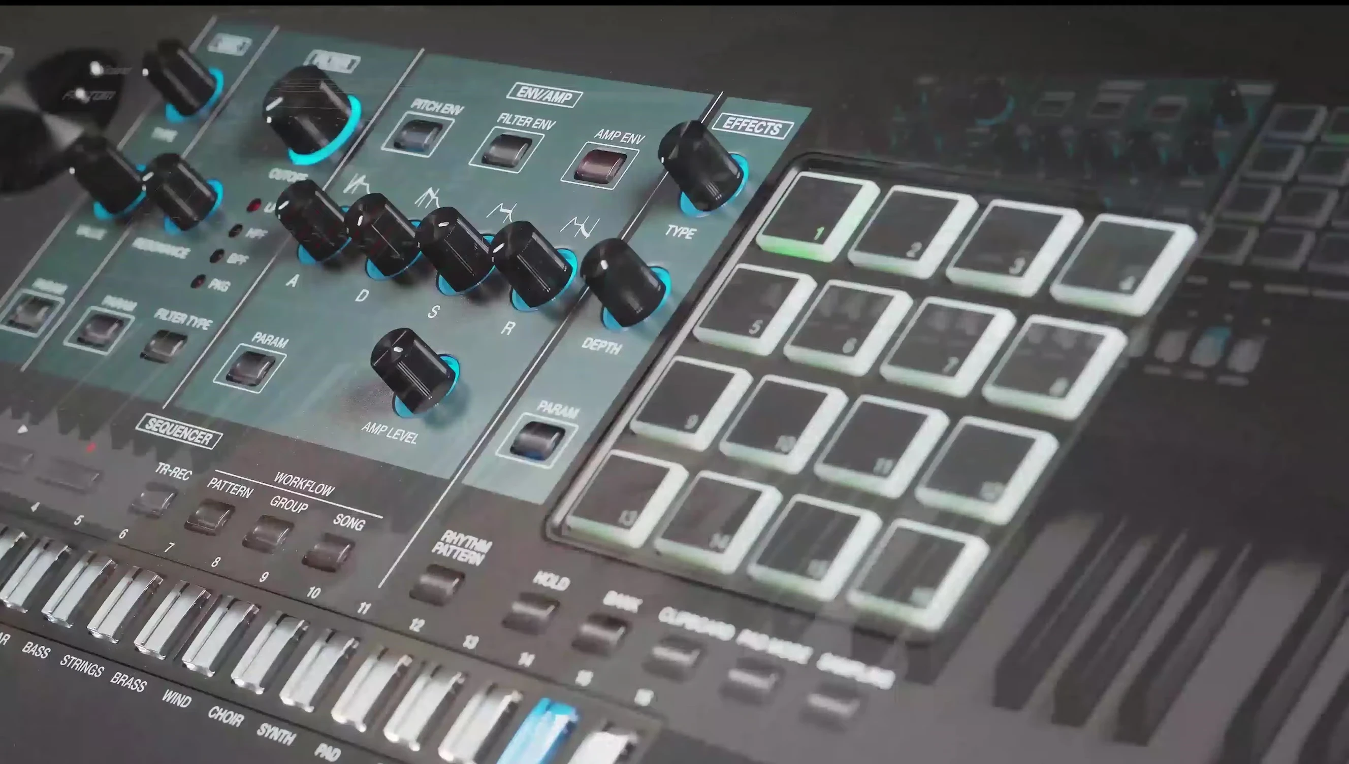 Close up of the keyboard showing a final shot of the instrument.