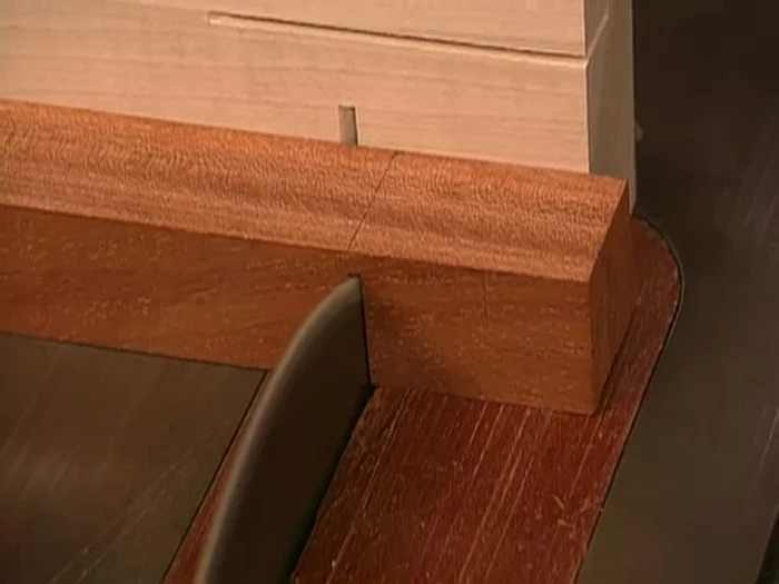 Prepare apron stock: Mill 3in wide solid mahogany apron stock to length.