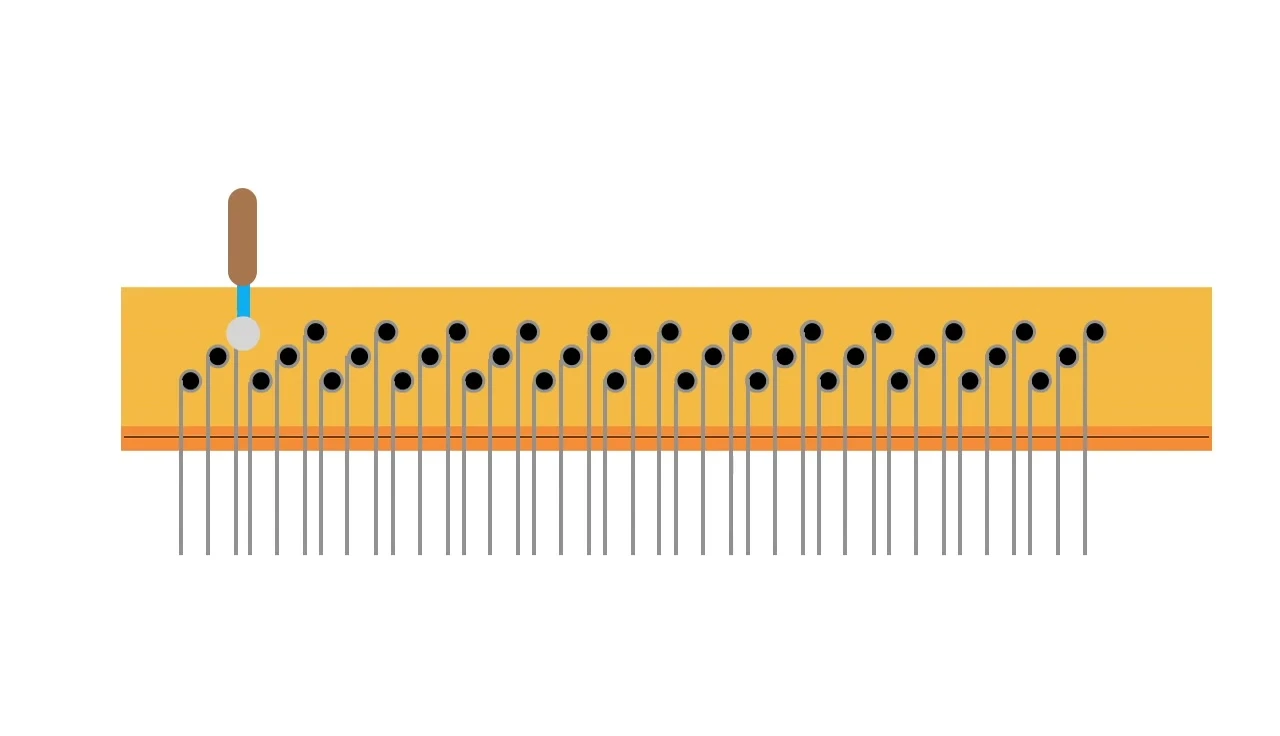 Visual demonstration showing how the tuning pin bends when the hammer is moved.