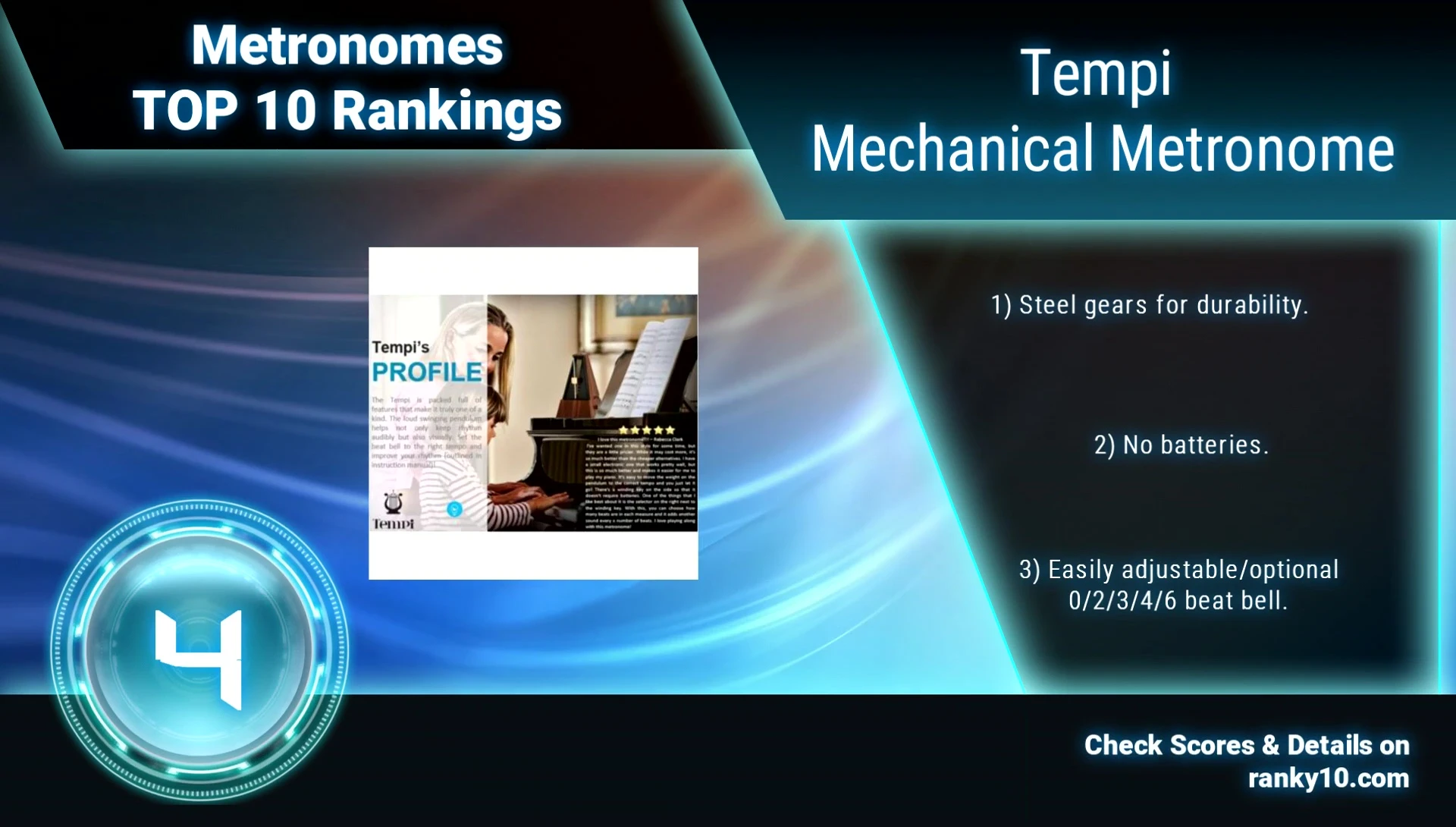 Tempo Mechanical Metronome highlighting steel construction