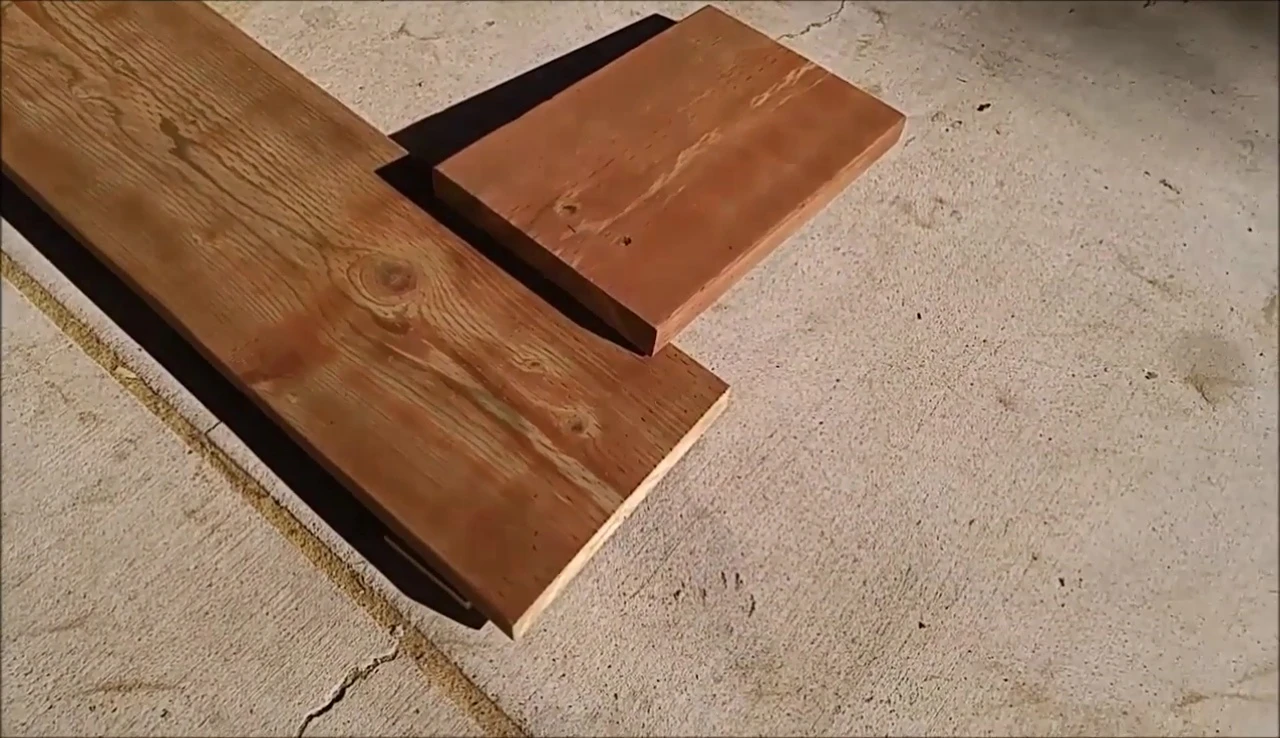 The cut wood showing the exact length.