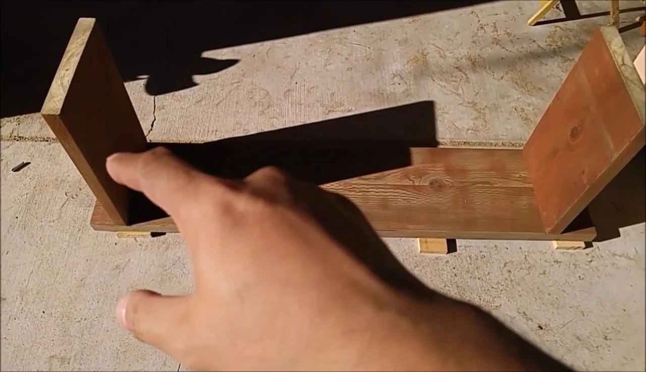 Notches being cut into the legs.