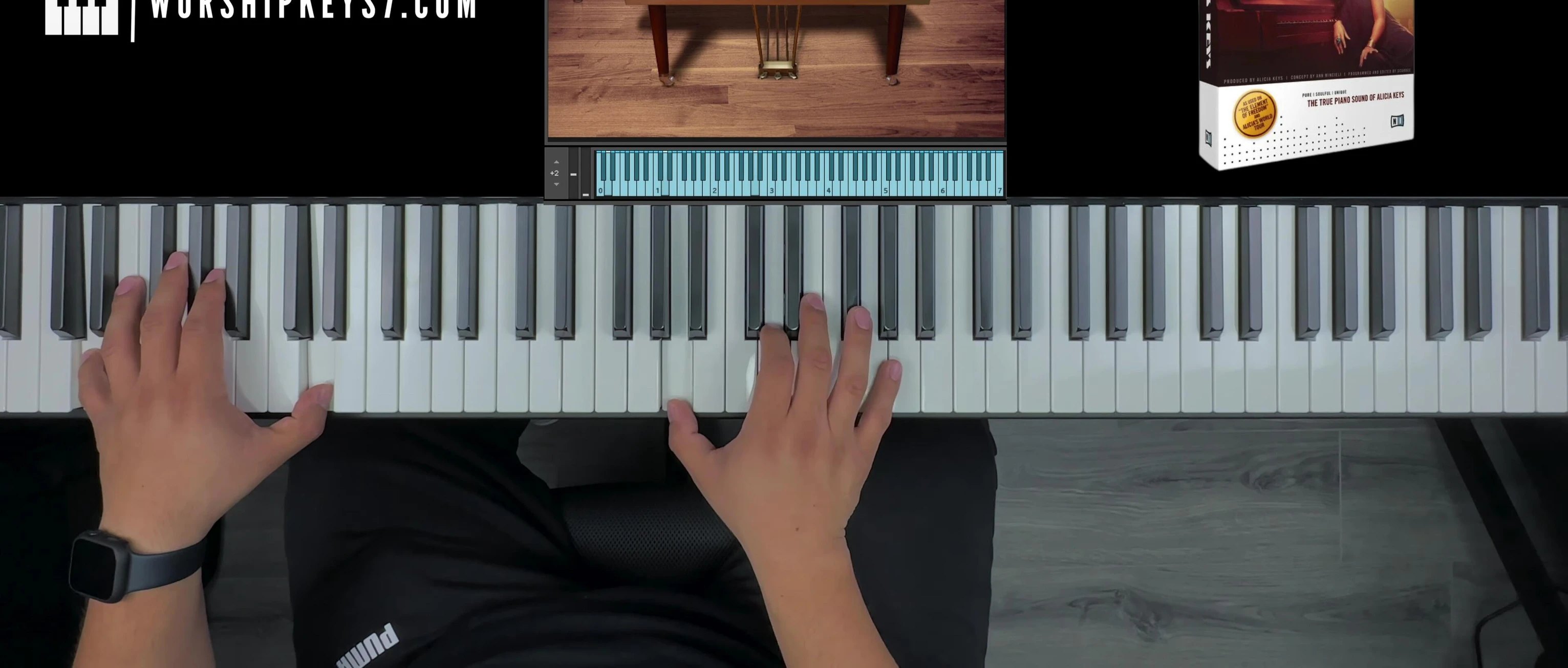 Screenshot of the reviewer playing Alicia's Keys, showcasing the rich sound.